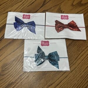 Set Of 3 RicRac & Ruffles Glitter Bow Headband New In‎ Package